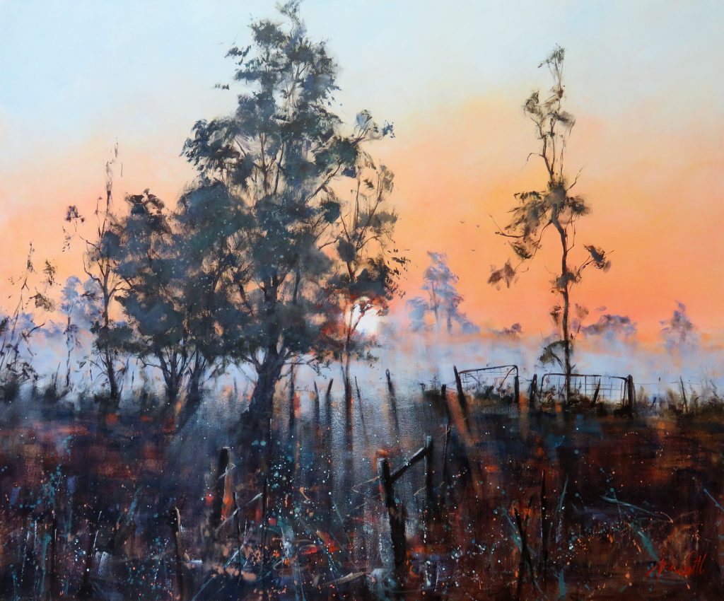 A-RURAL-SUNRISE-ACRYLIC-ON-CANVAS-100X120CM-BY-HELEN-COTTLE