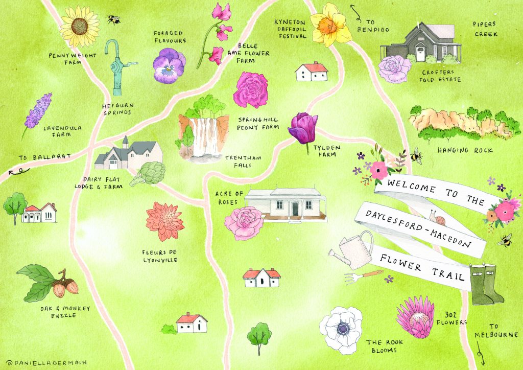 Daylesford Macedon Flower Farm Trail Map