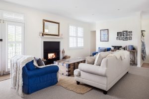 Cosy lounge room at Cameron Lodge and Gardens on Mount Macedon